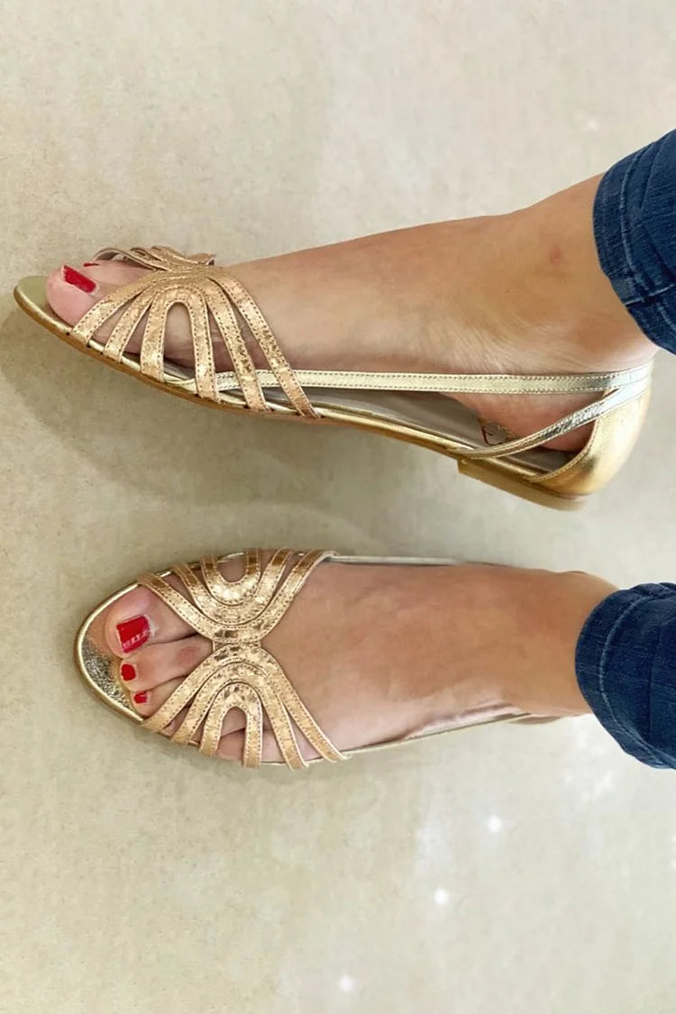Éléonore gouden sandalen met fijne bandjes