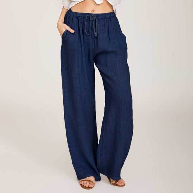 Enara wijde broek met koordtaille