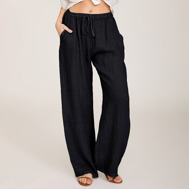 Enara wijde broek met koordtaille