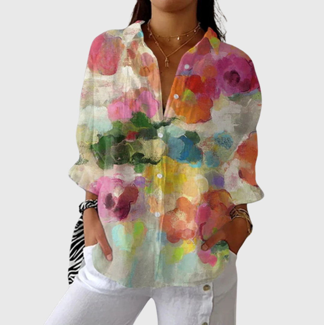 Rosanne kleurrijke blouse met print