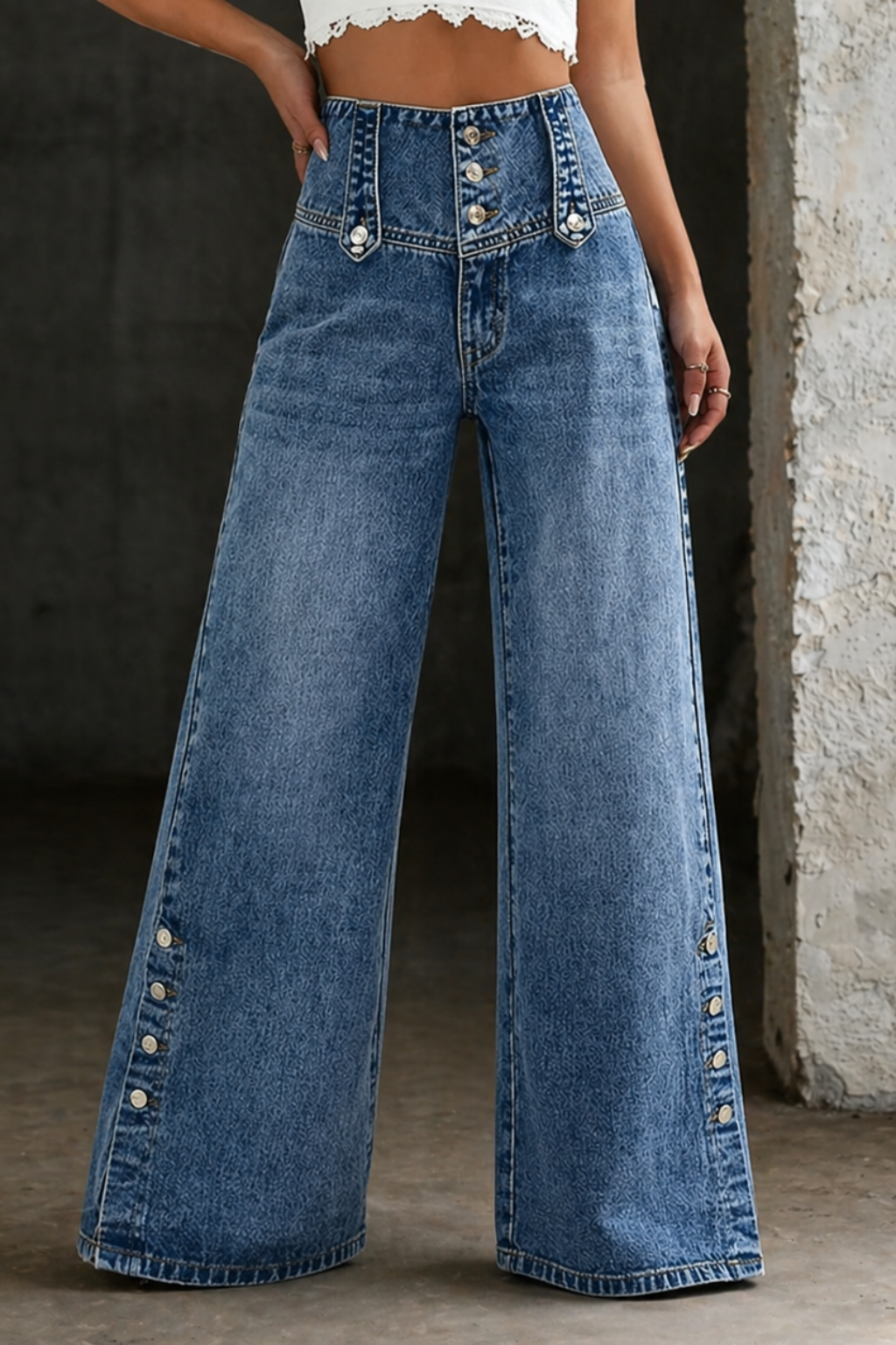 Mia | Jeans met hoge taille en split