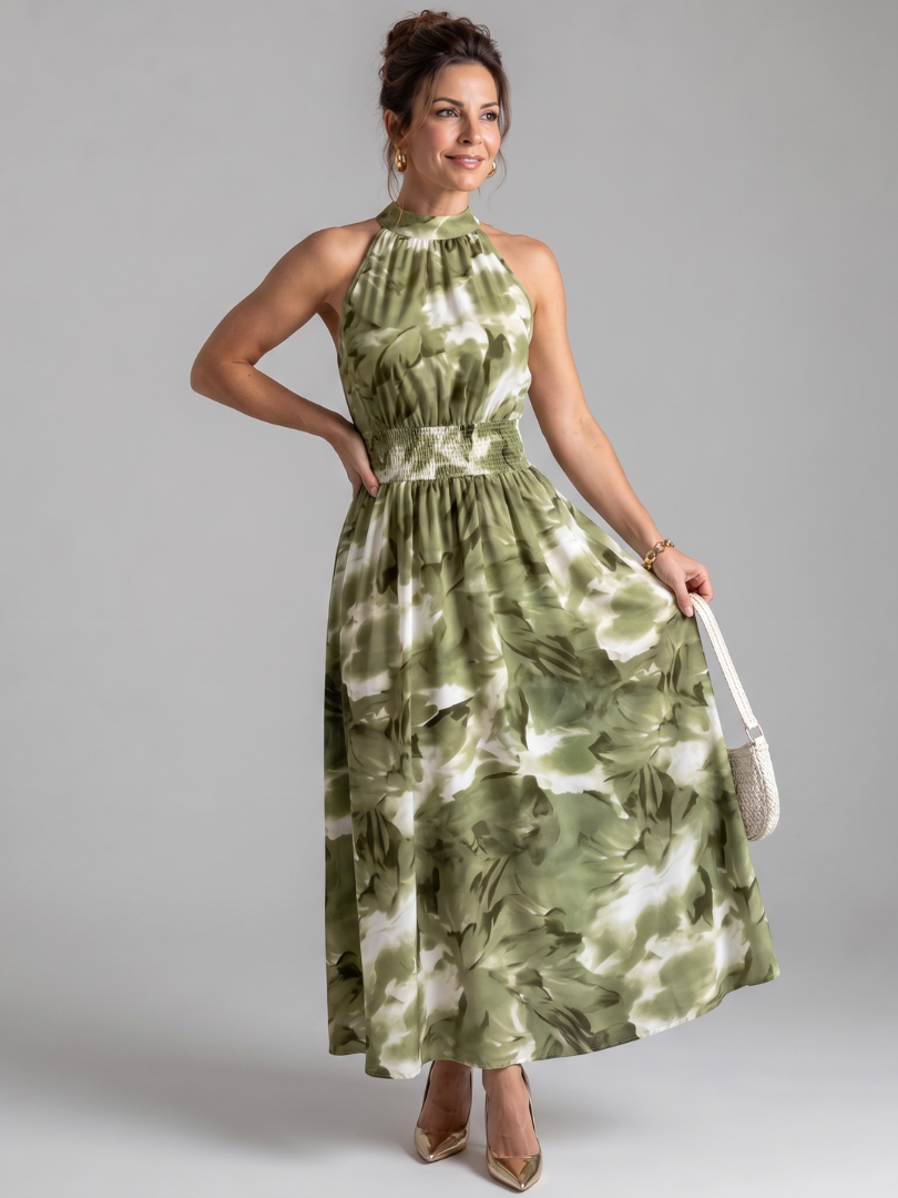 Olivia midi-jurk met abstracte print