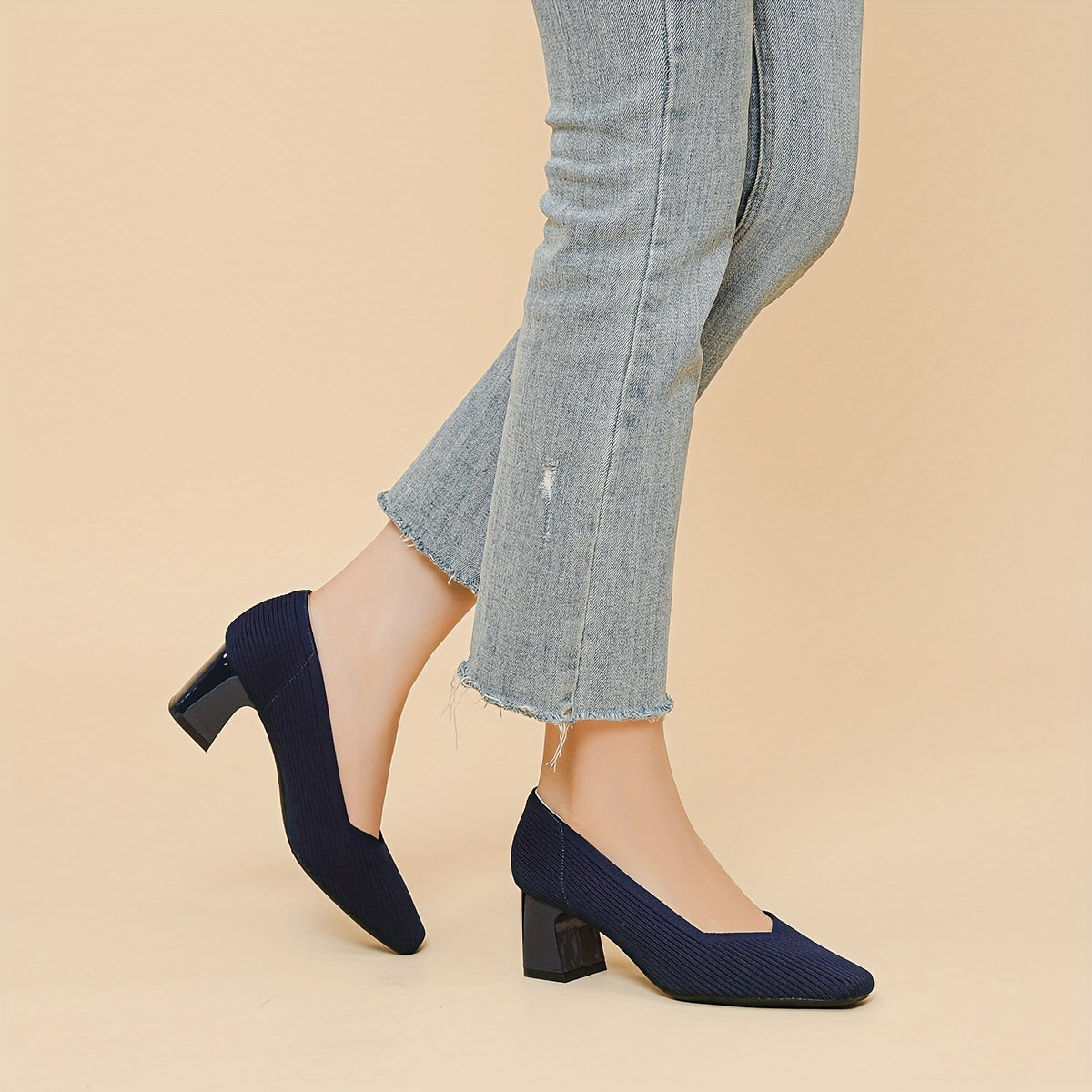 Foekje pump met blokhak