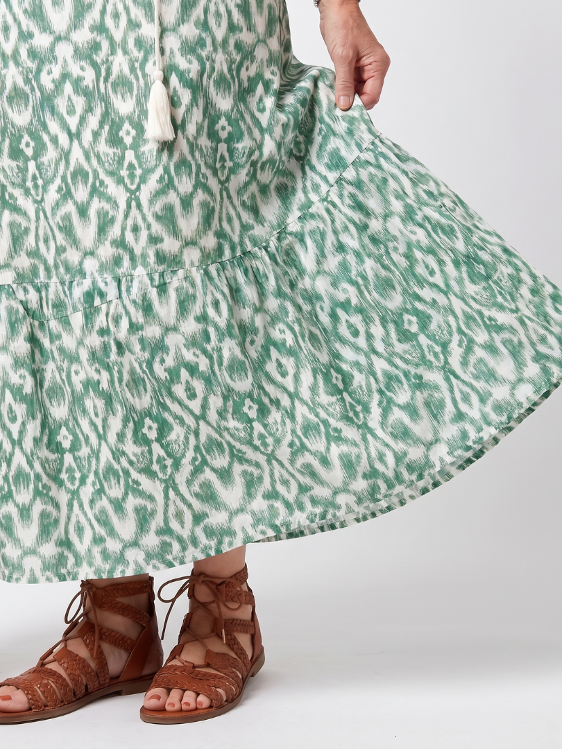Mayke lange jurk met motiefprint in groen