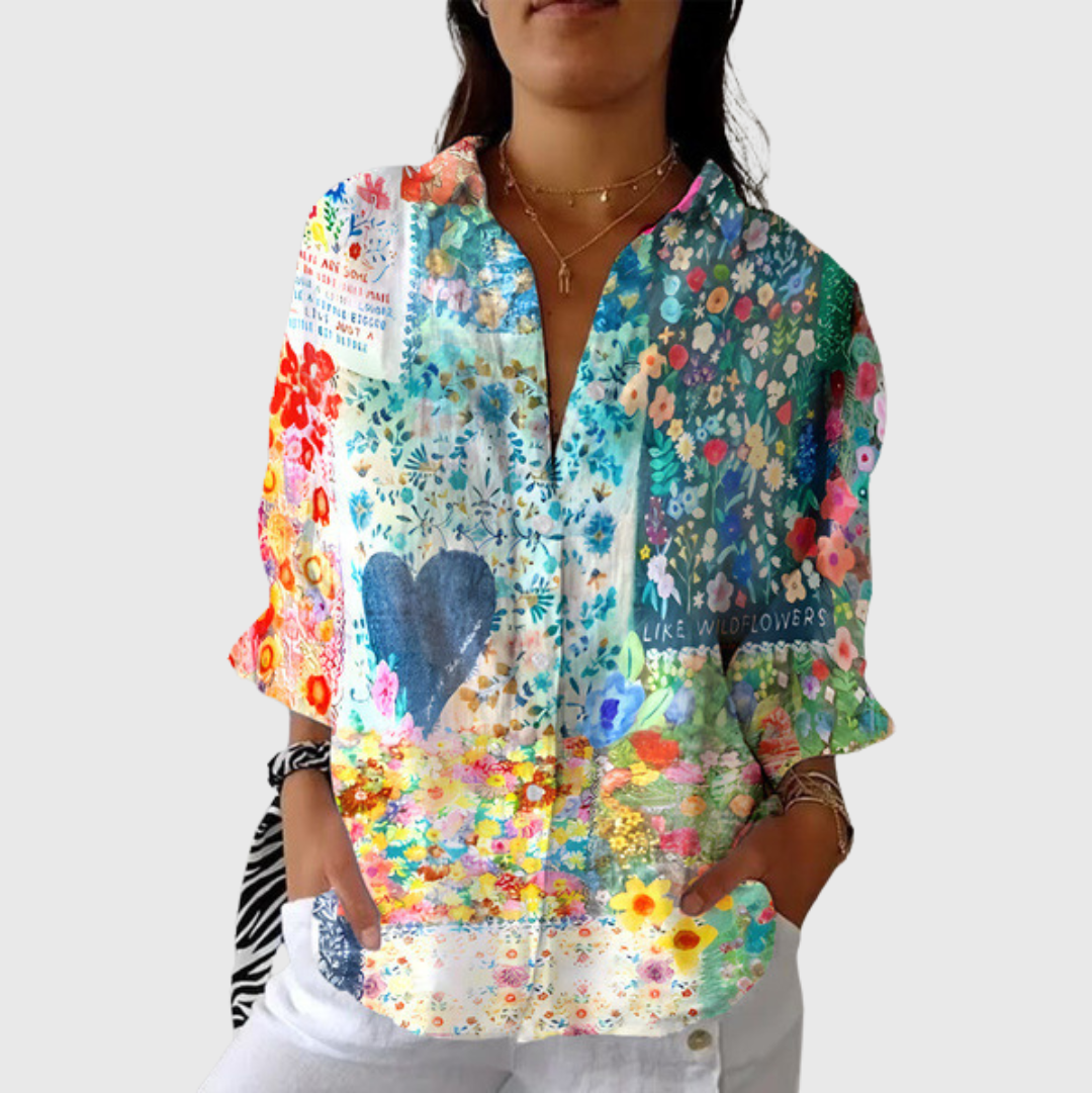 Aurelie lichte blouse met kleurrijke print