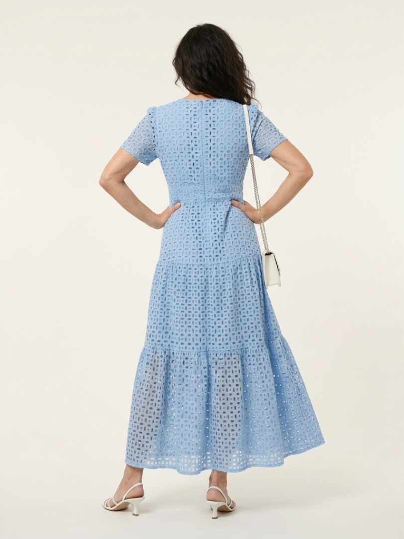Brielle | V-hals Korte Mouw Tiered Midi Jurk