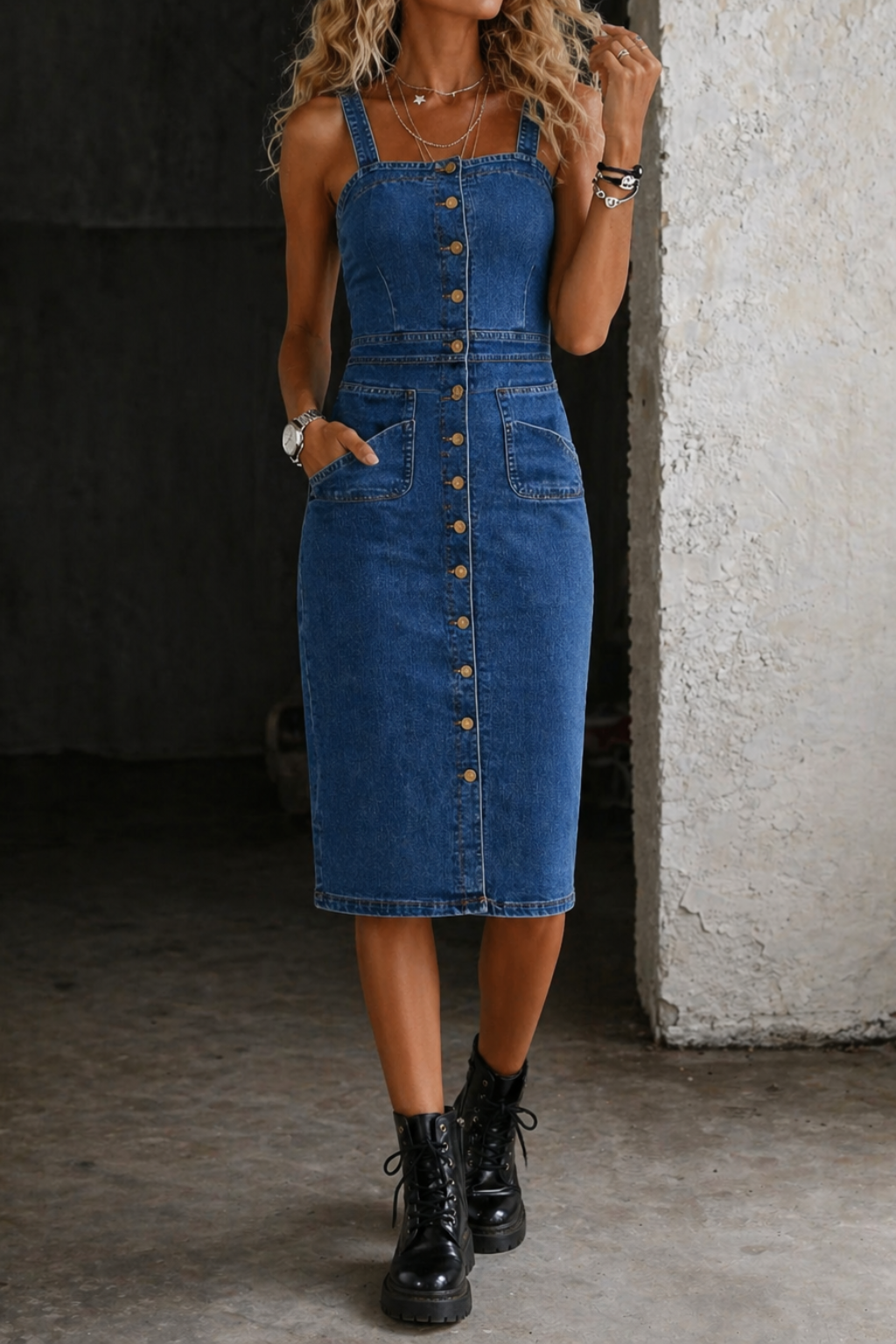 Indira | Jeansjurk met knopen