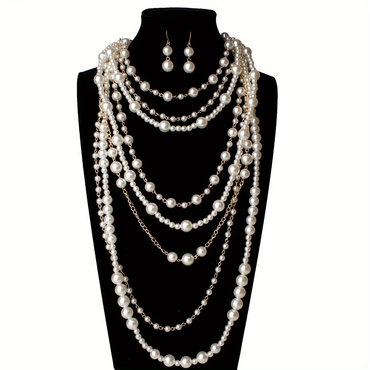 Boho statement set met meerlaagse parels