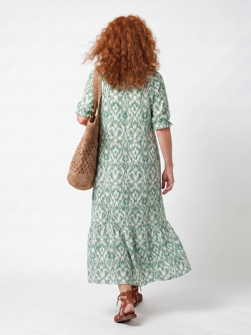 Mayke lange jurk met motiefprint in groen