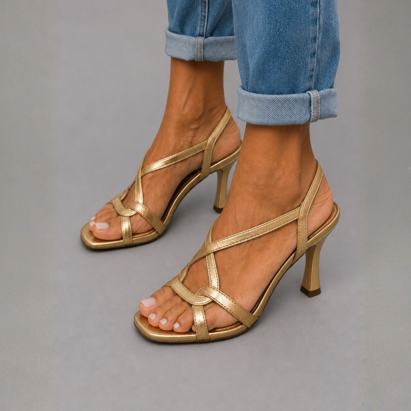 Soleil gouden sandalen met hak