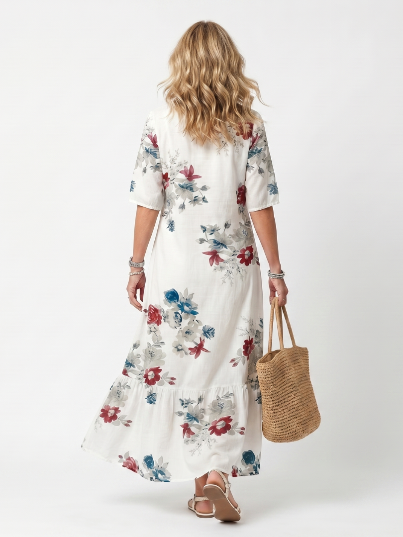 Nieske lange jurk met verspreide bloemen