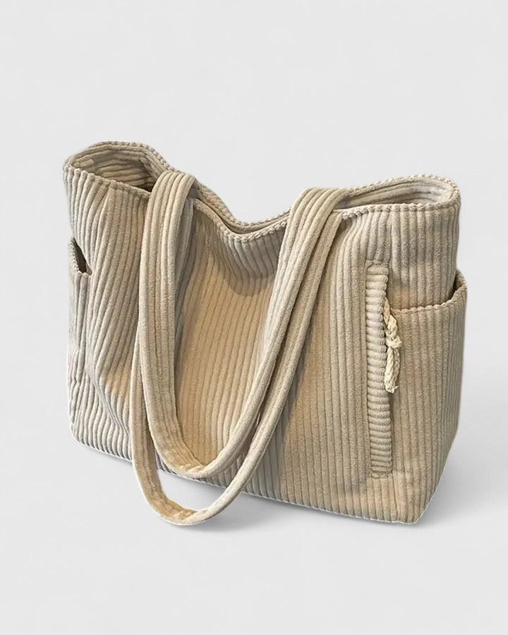 Geribbelde shopper met koorddetail
