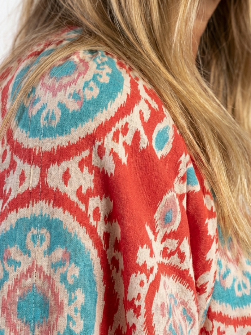Lokke lange jurk met paisleyprint in rood