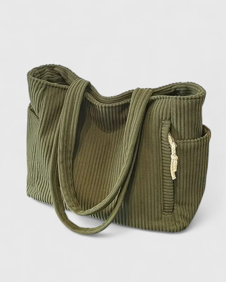 Geribbelde shopper met koorddetail