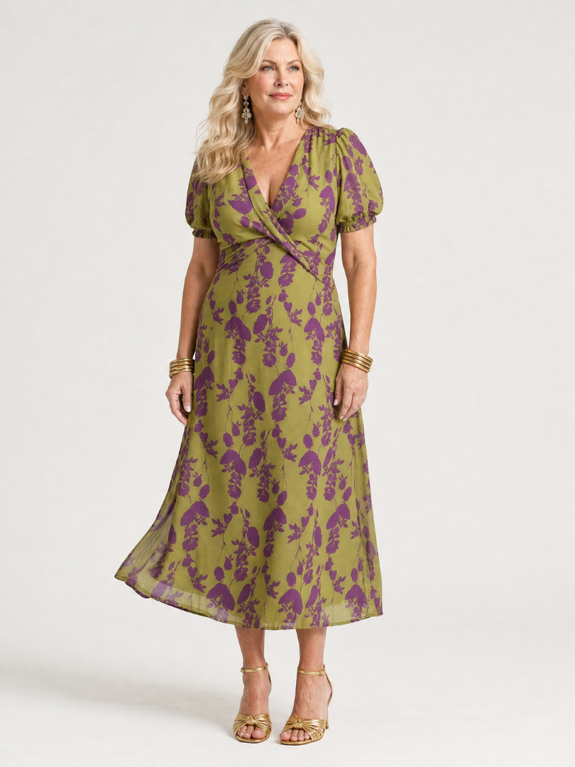 Virel midi-jurk met bloemenprint