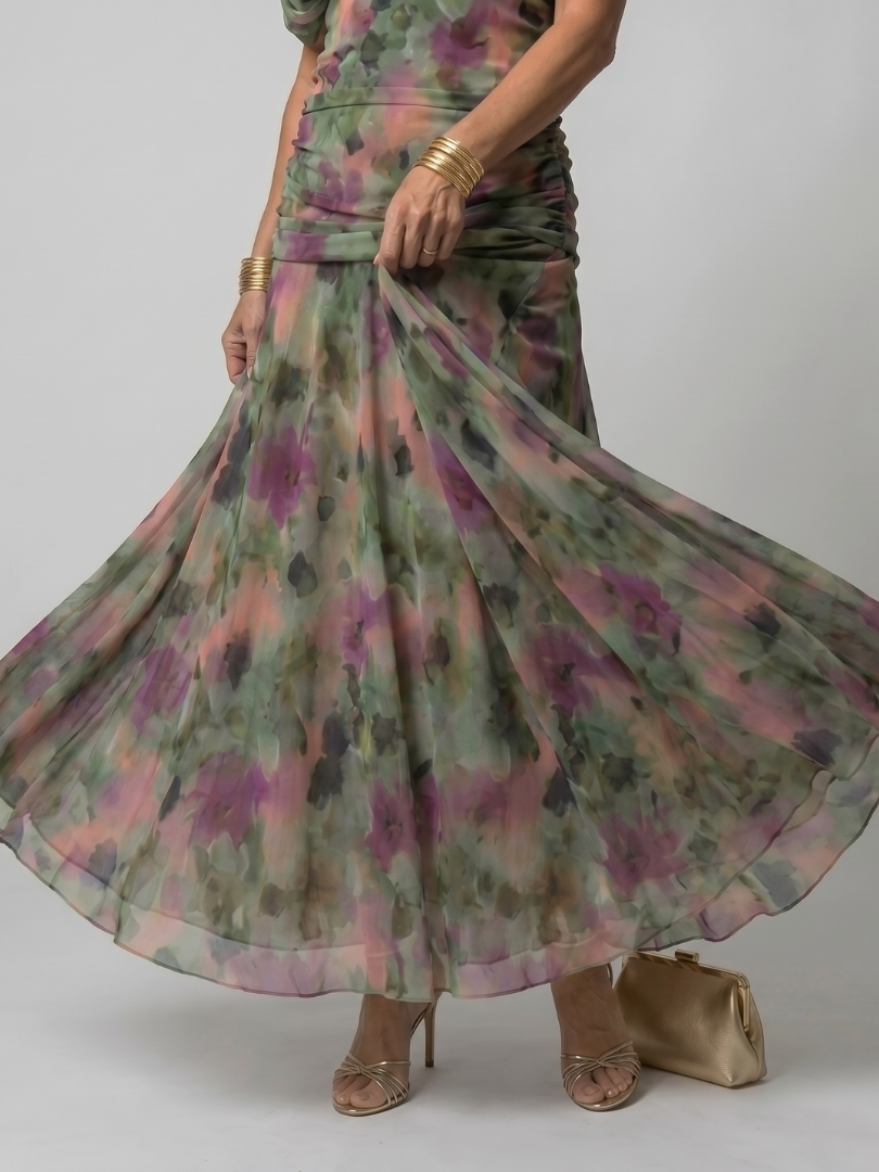Calen off-shoulder midi-jurk