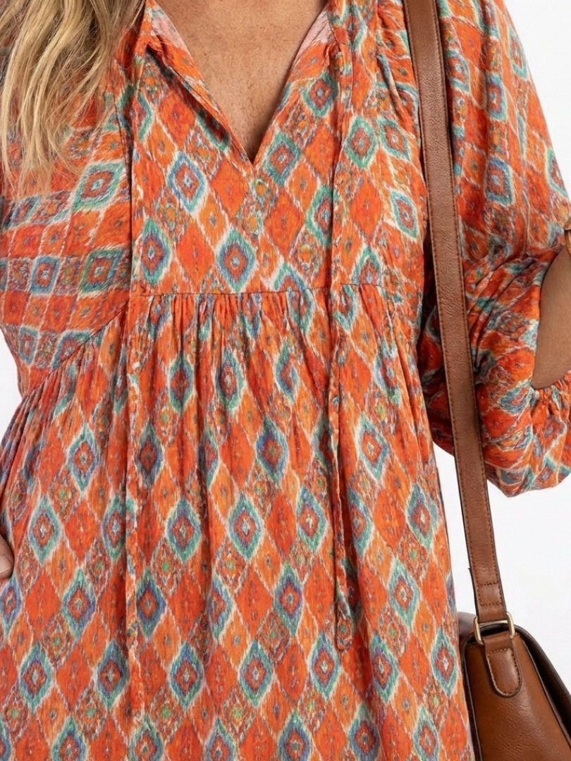 Lieuwkje lange jurk met geometrische print