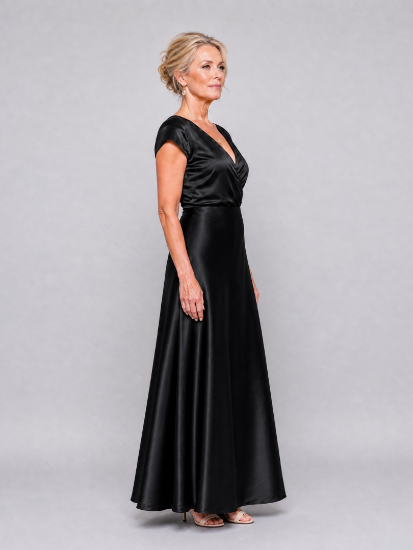 Samouse maxi-jurk met cap sleeves en overslaglijfje