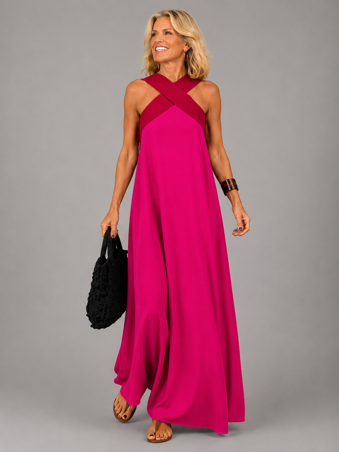 Velora™ | Cross Elegance Maxi Jurk