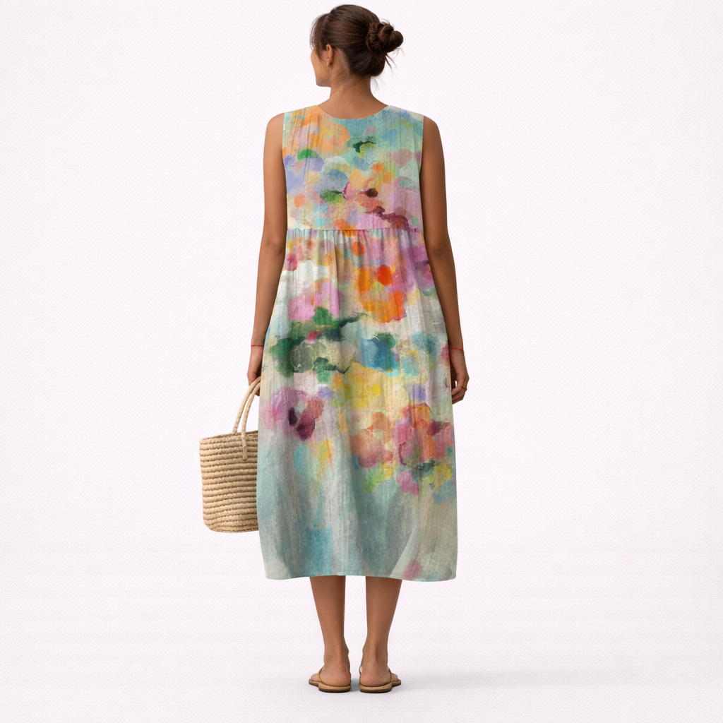 Carla elegante multicolor midi-jurk
