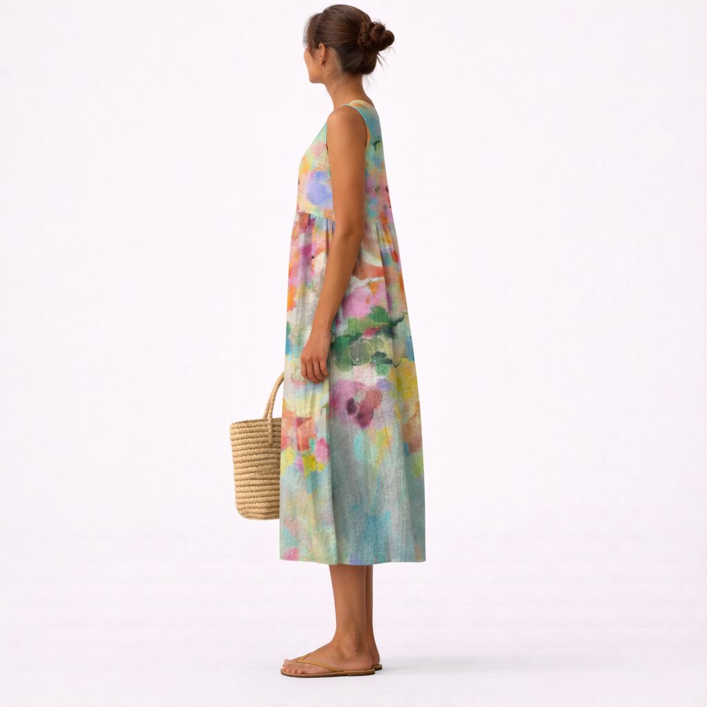 Carla elegante multicolor midi-jurk