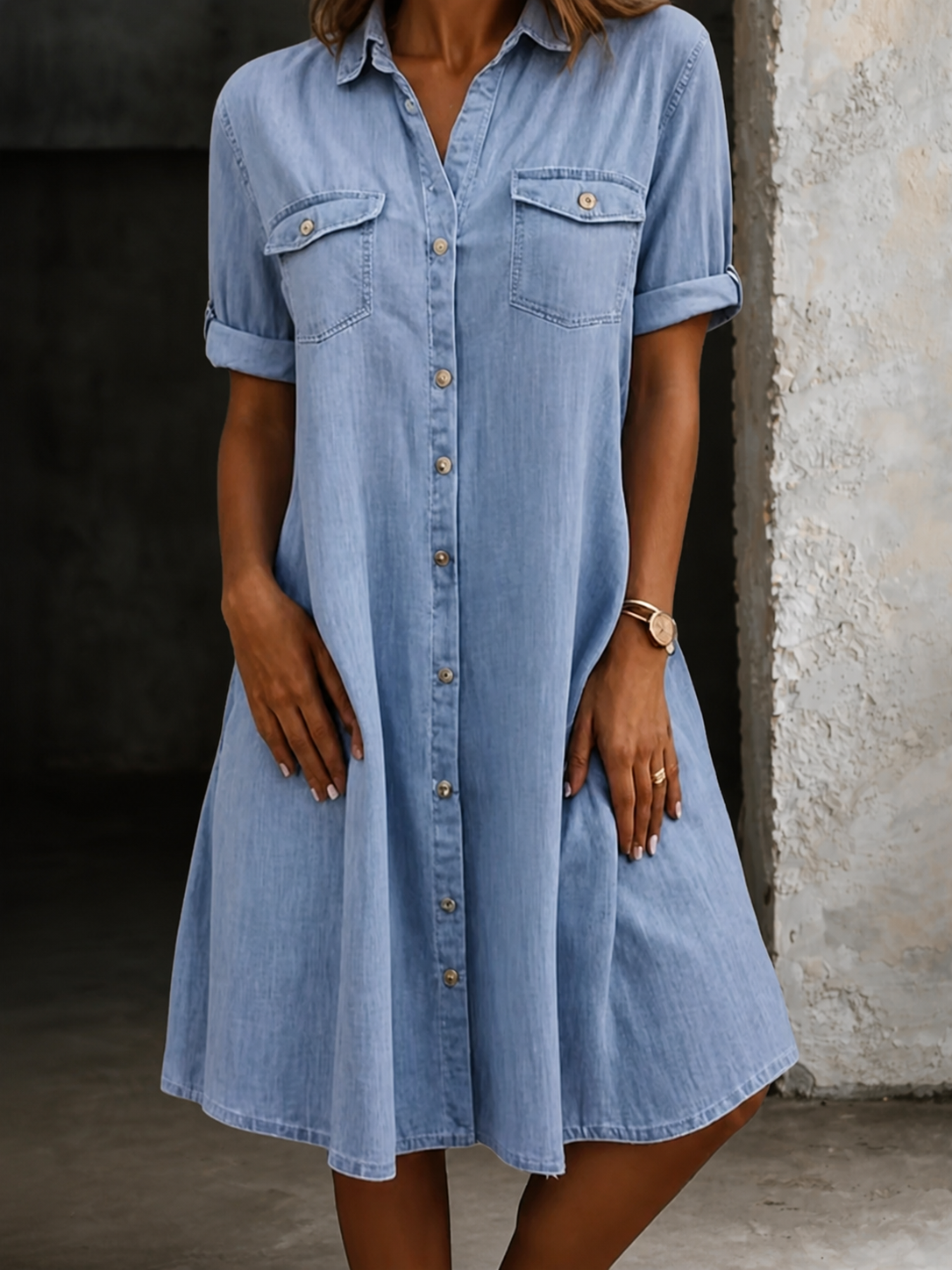Patricia | Casual denim midi-jurk