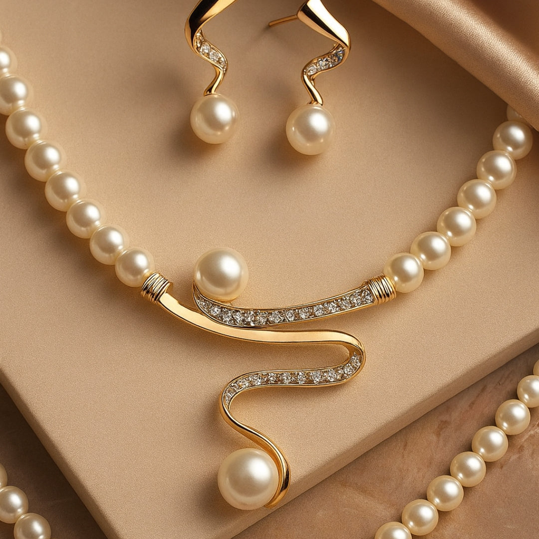 Elegante sieradenset met parels