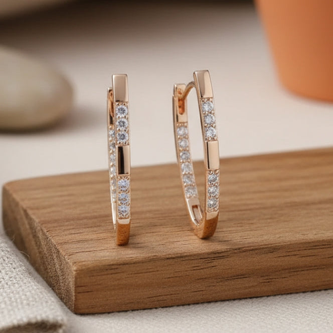 Elegante oorbellen met zirkonia in goud