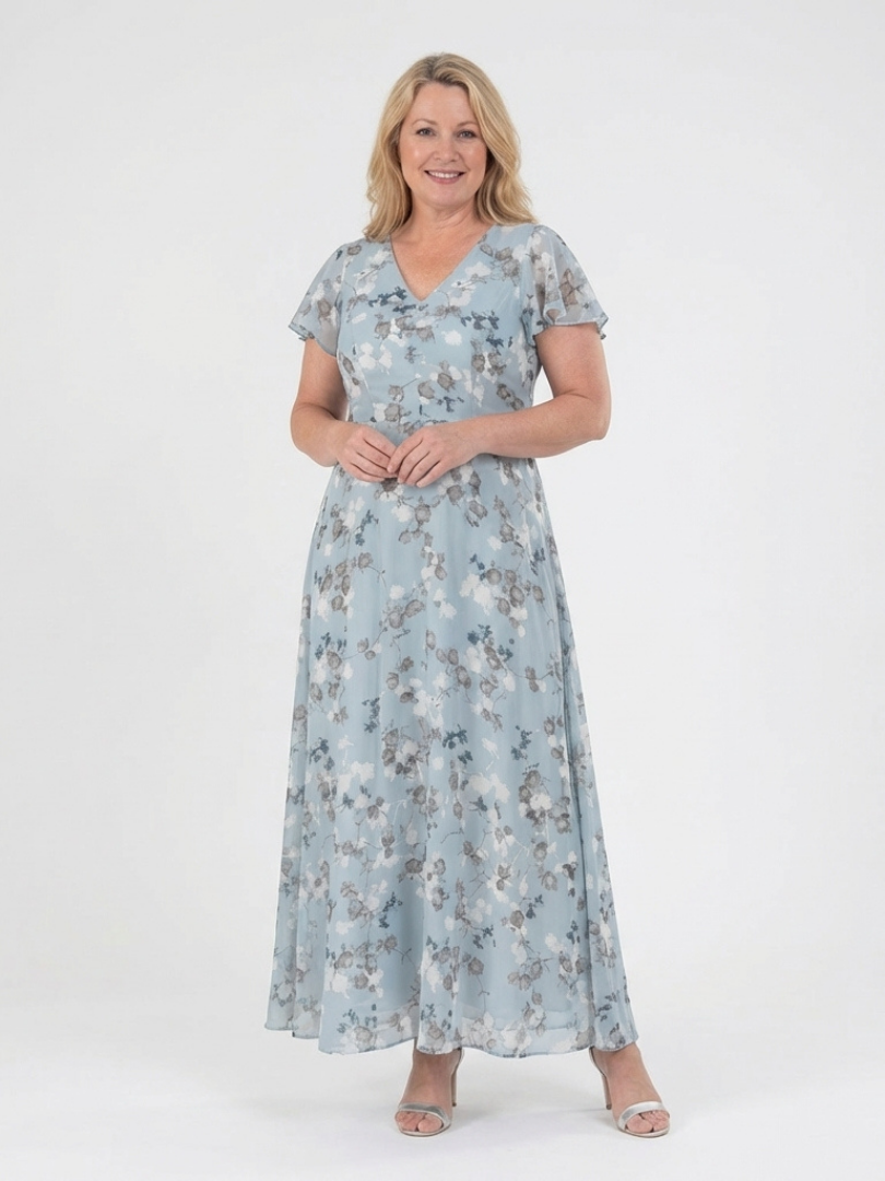 Ismeria | Bloemige Chiffon Maxi Jurk