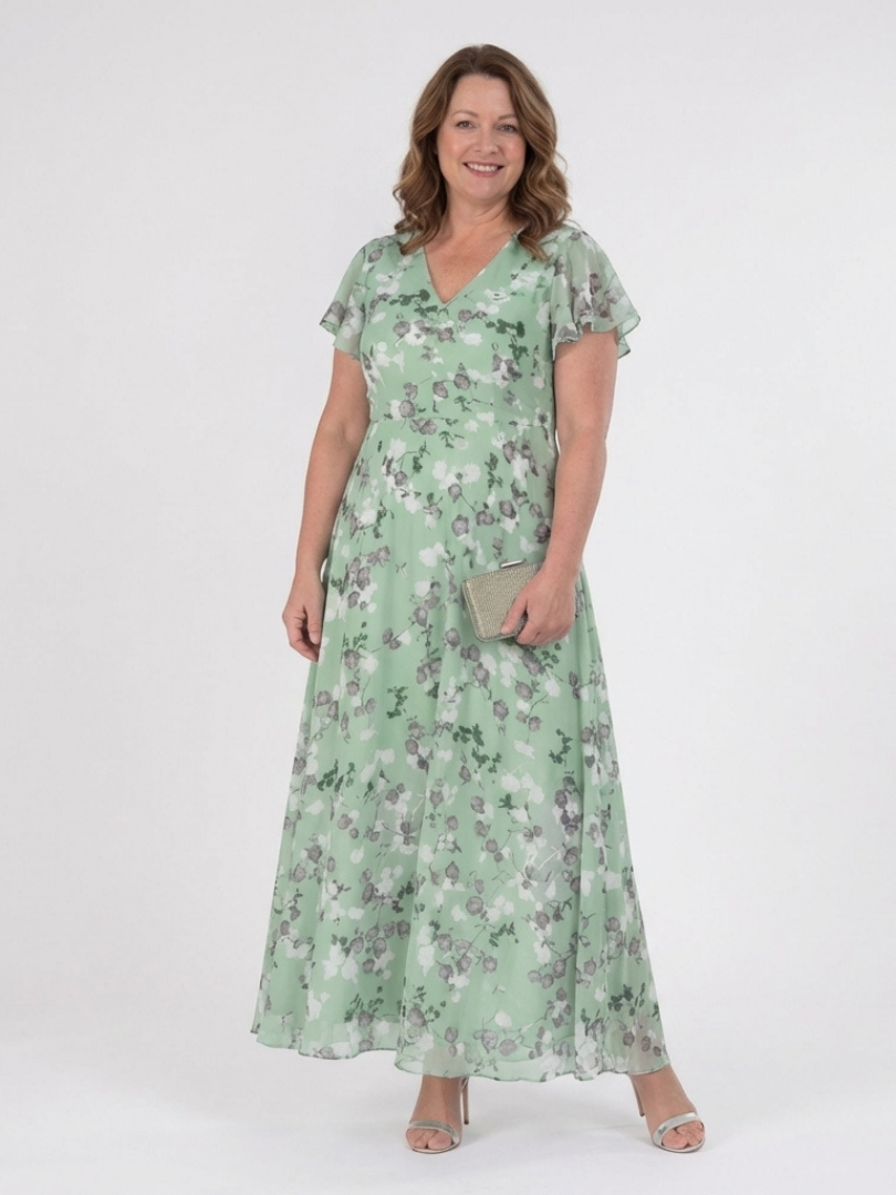 Ismeria | Bloemige Chiffon Maxi Jurk