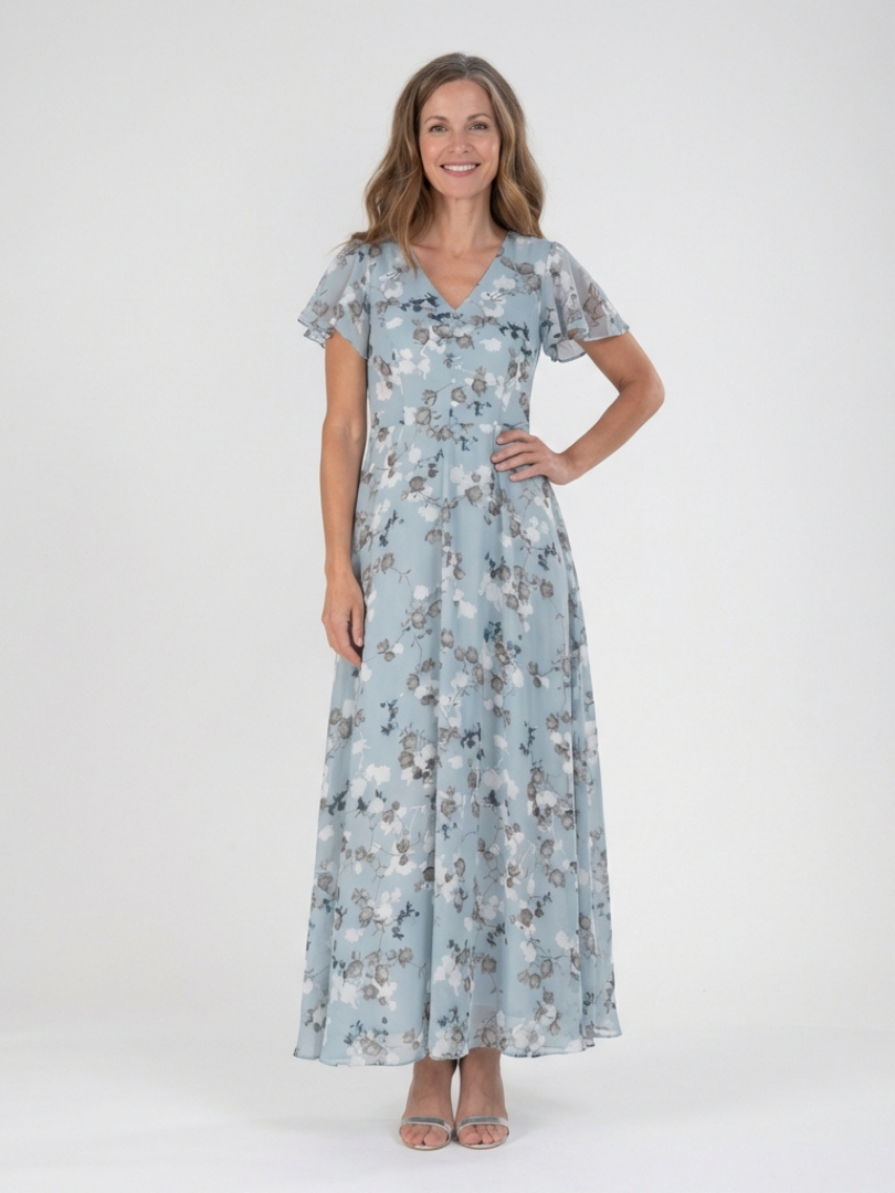 Ismeria | Bloemige Chiffon Maxi Jurk