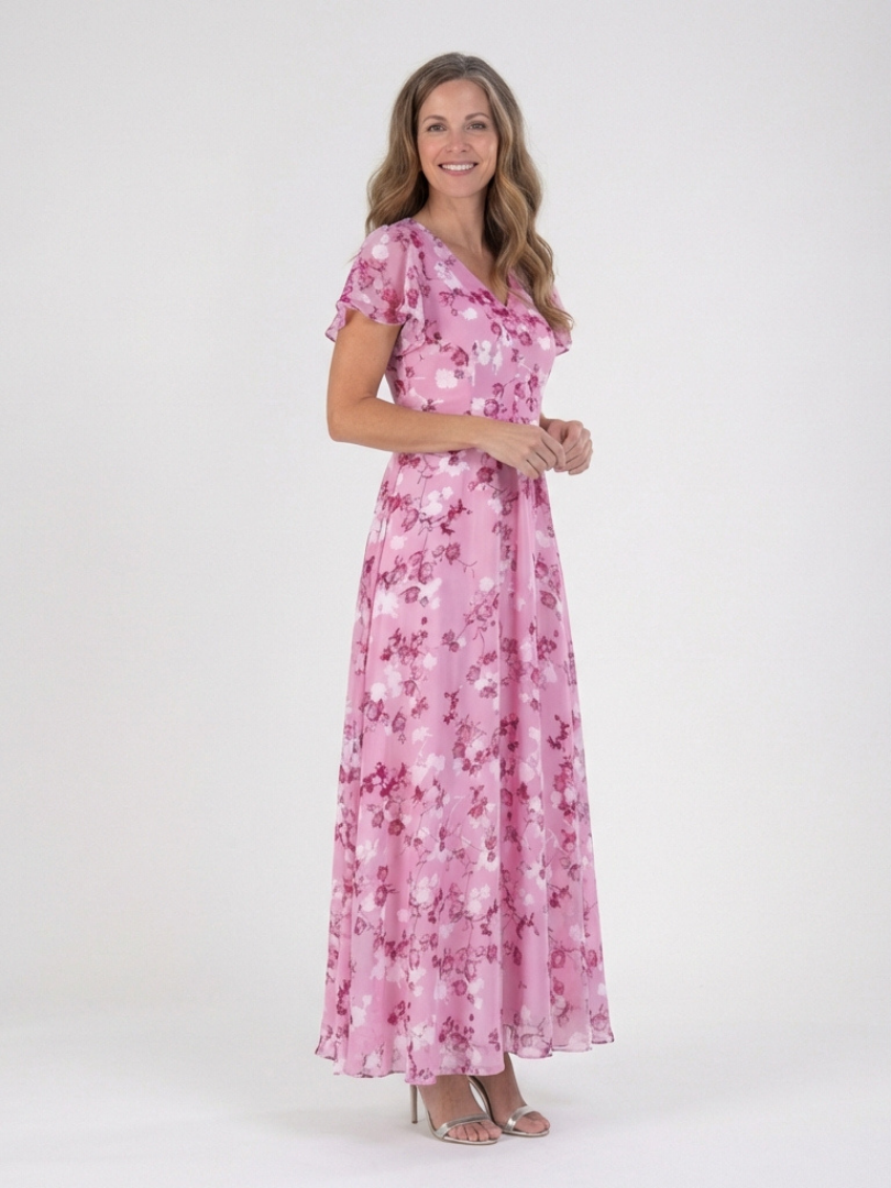 Ismeria | Bloemige Chiffon Maxi Jurk