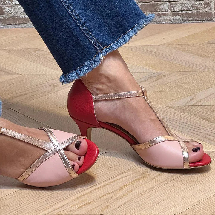 Elegante sandalen met T-bandje en enkelsluiting
