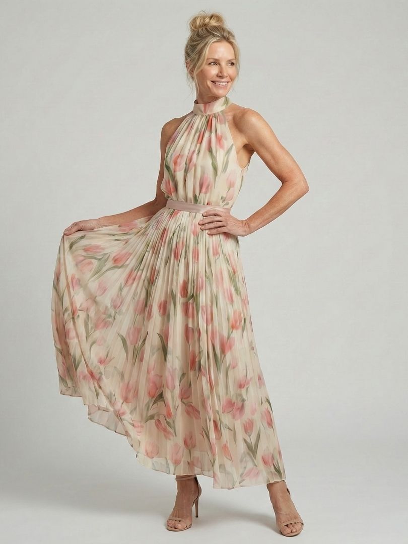 Aurelle halter midi-jurk met bloemenprint
