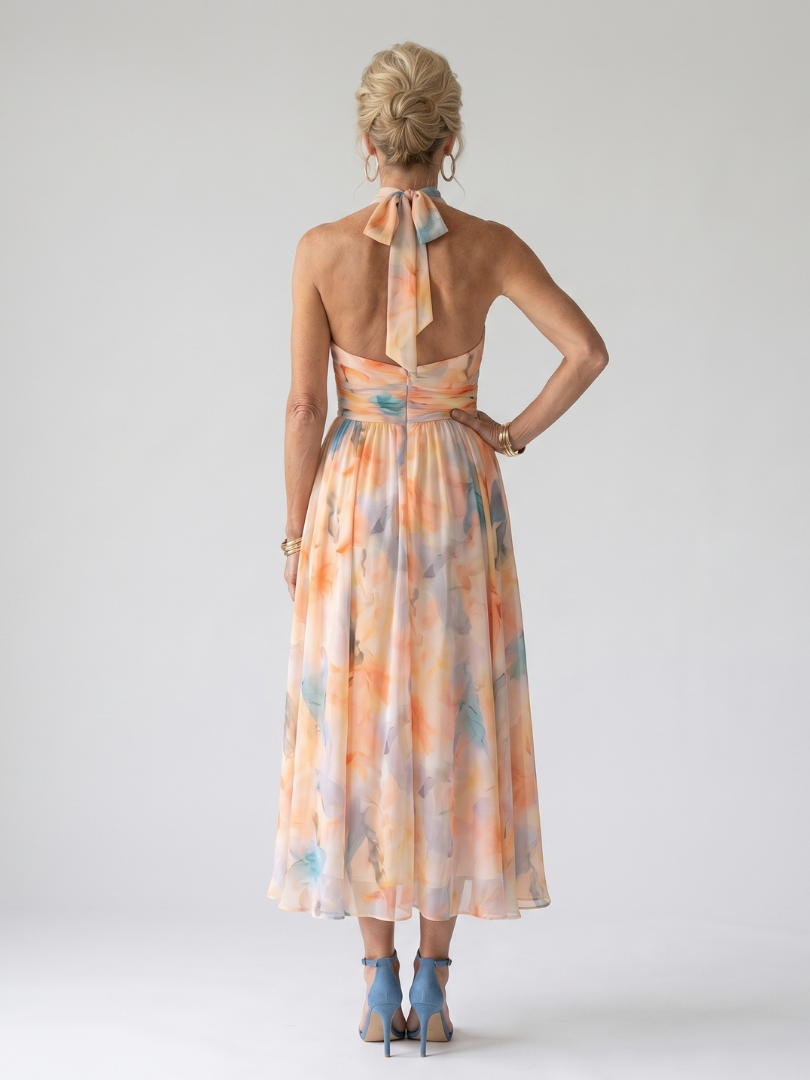 Elin zachte halter midi-jurk