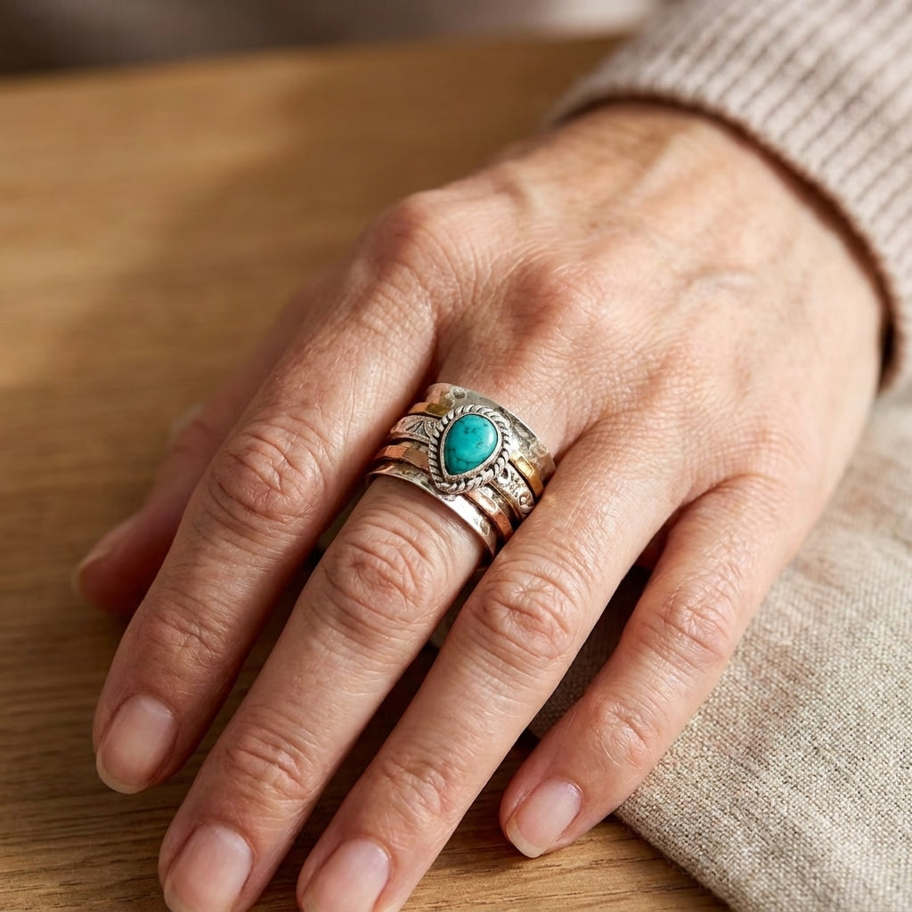 Azzurra statement ring met ovaal turkoois