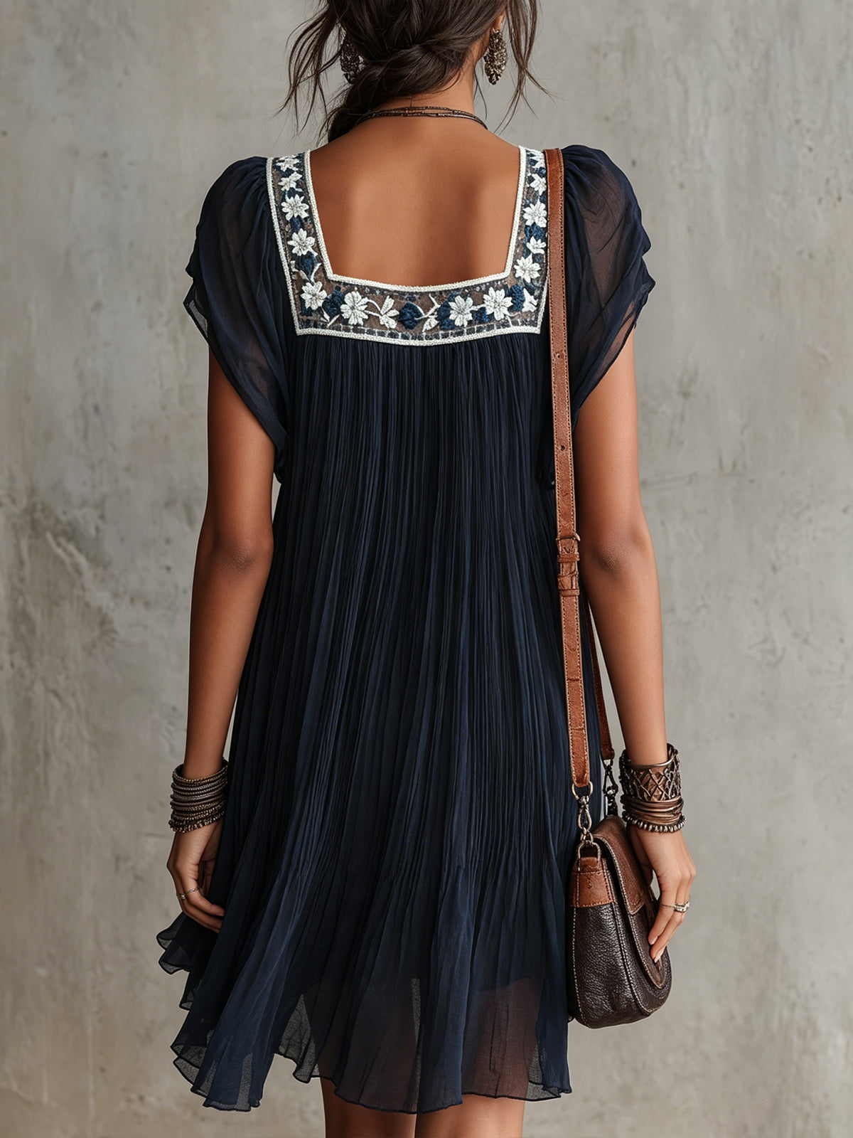 Apolline geplooide mini-jurk van chiffon