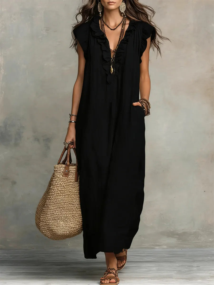 Chiara | Bohemien maxi-jurk met V-hals