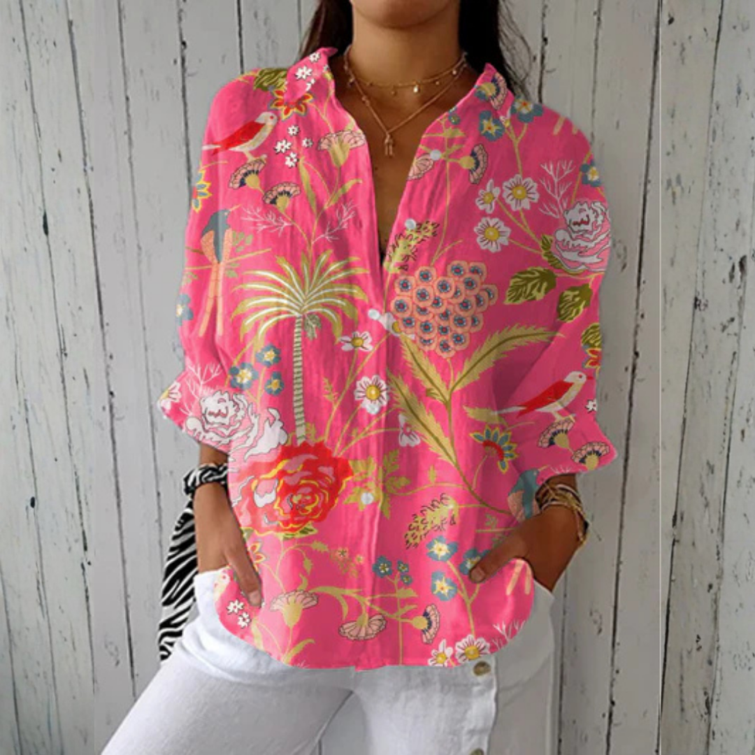Chloe | Blouse met tropische bloesem