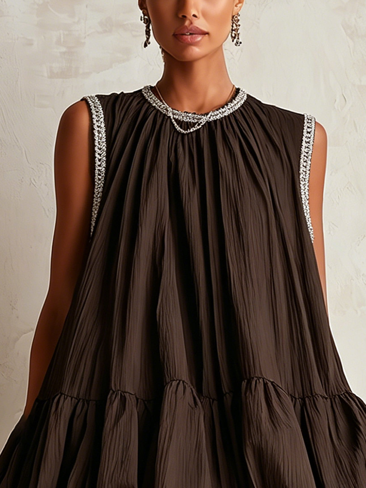 Colette mouwloze bruine mini-jurk