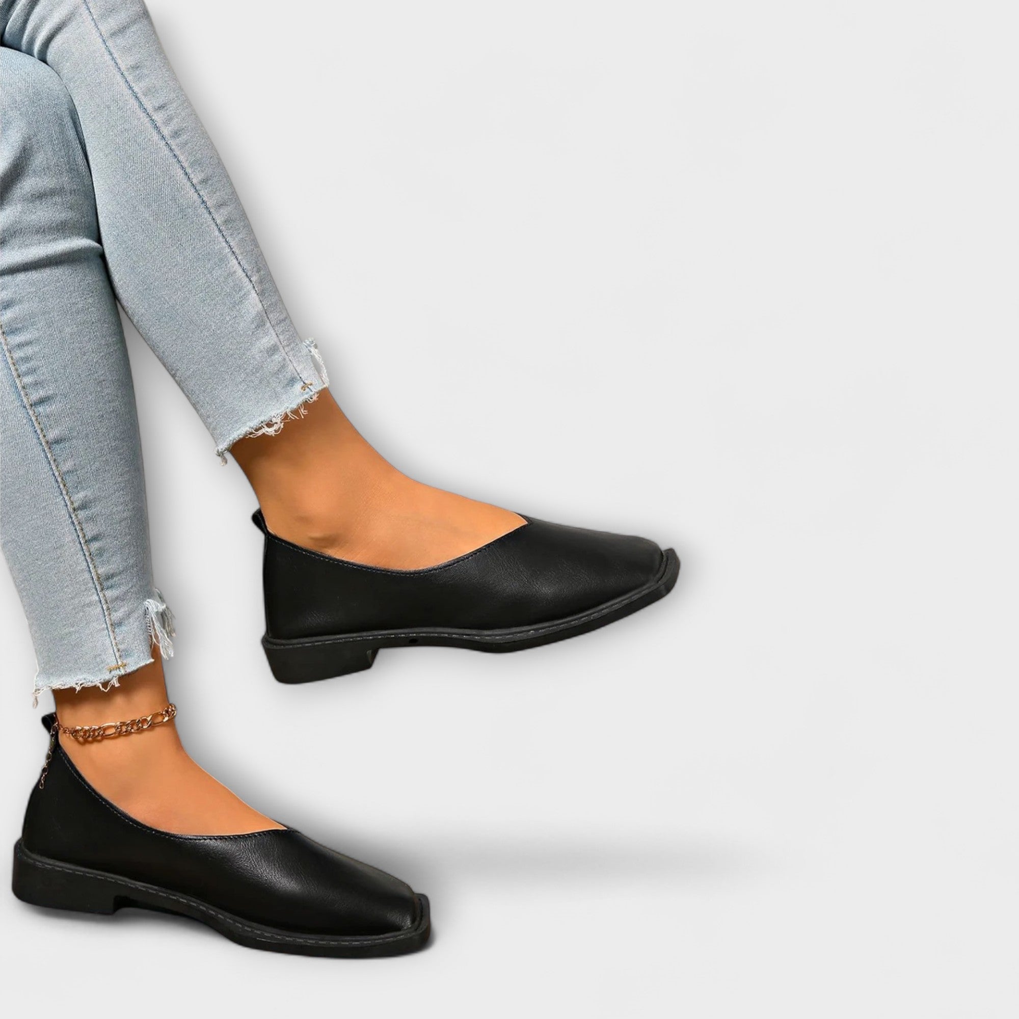 Dientje platte schoen met vierkante neus