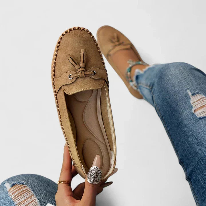Emmaleigh comfortabele mocassins in karamelbruin