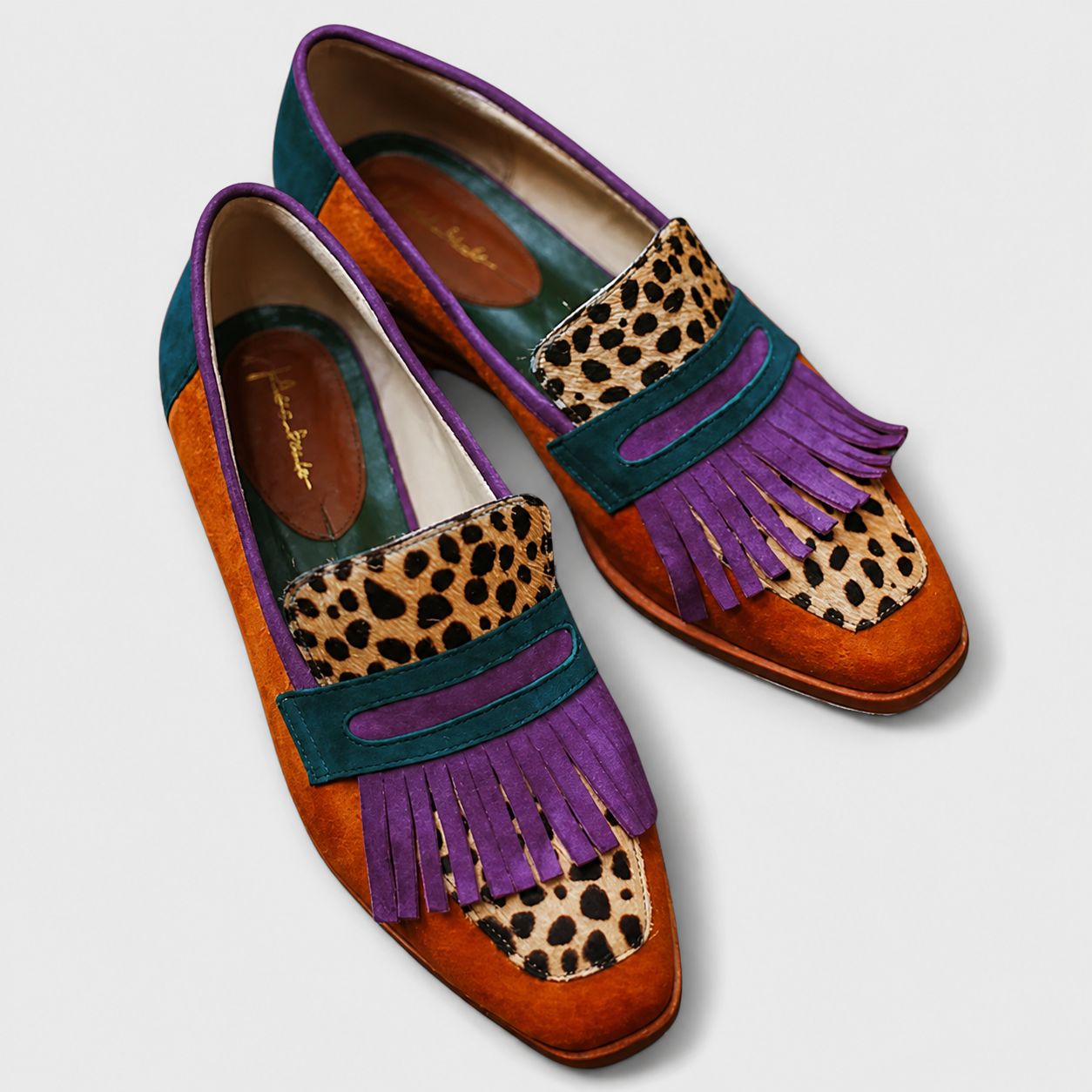 Fallon | Bruine loafer met luipaardprint