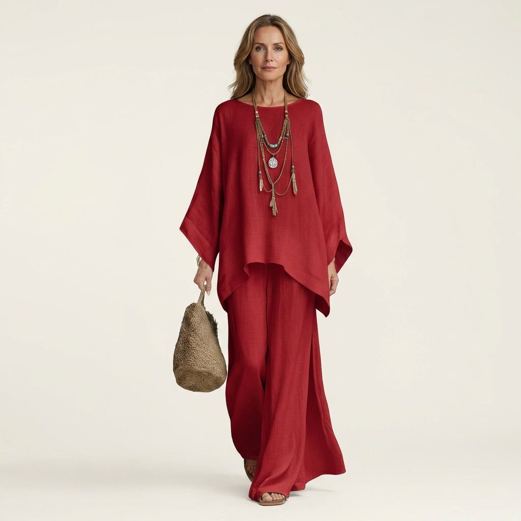 Mette tweedelige set met wijde tuniek en broek