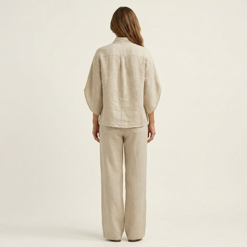 Lotje tweedelige set met vleermuismouw en wijde broek