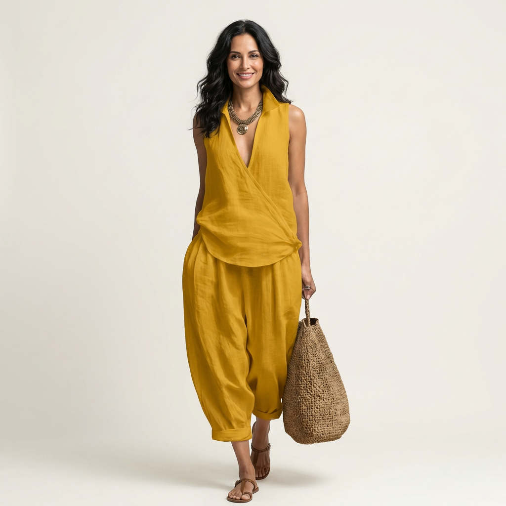 Elsbeth set met overslagtop en wijde broek