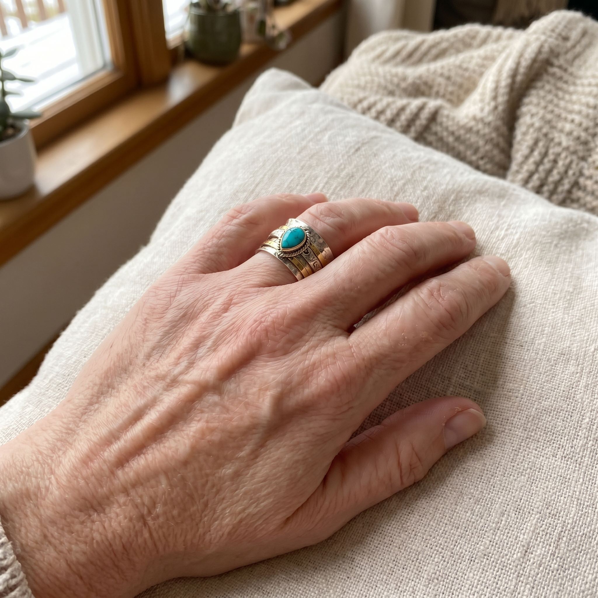 Azzurra statement ring met ovaal turkoois