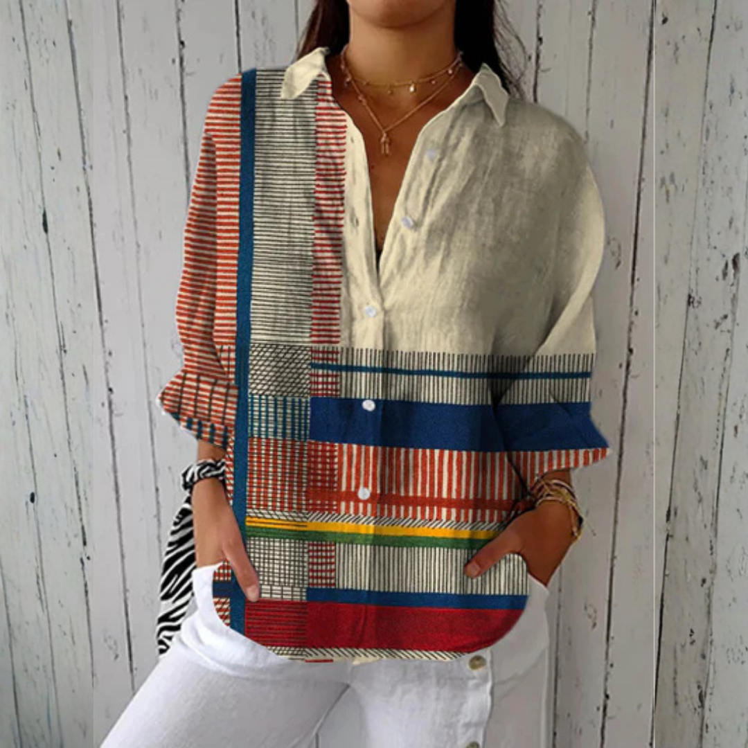 Joan | Blouse met artistiek dessin