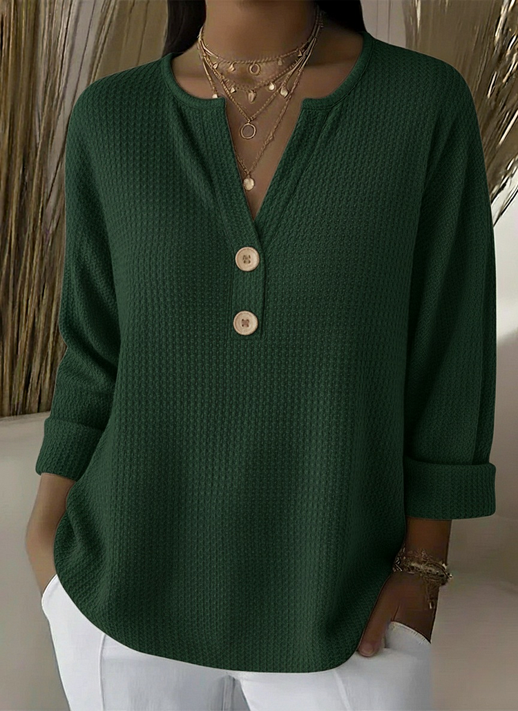 Lucía henley-shirt met wafelstructuur en knopen