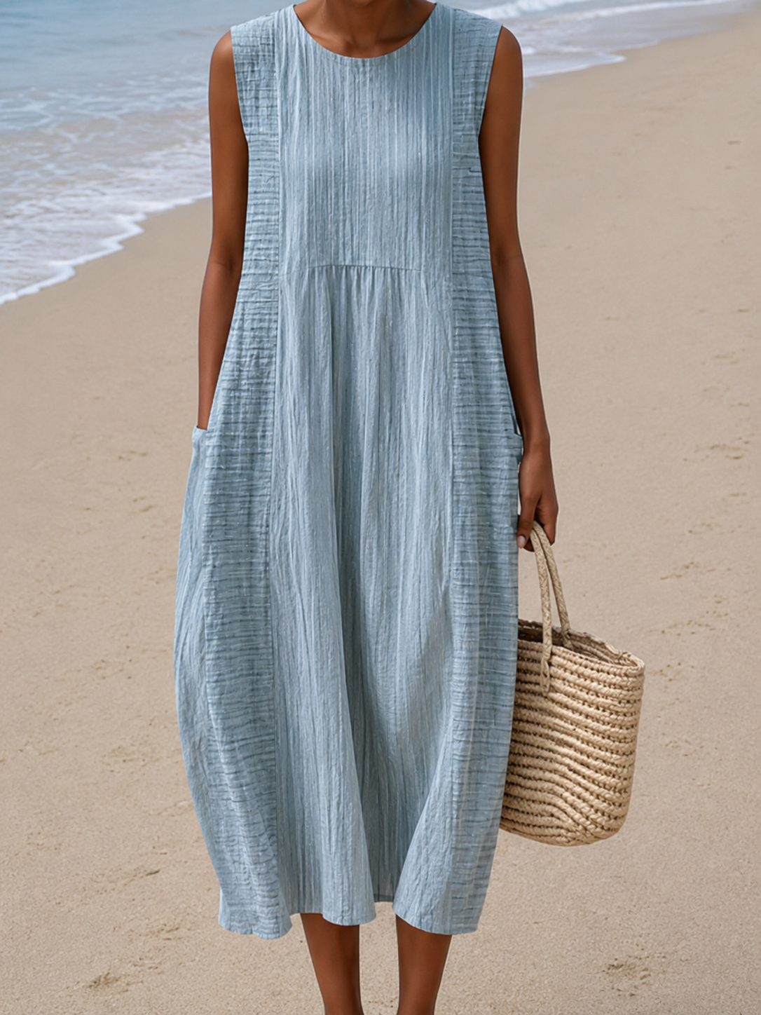 Maribeth | Relaxed Mouwloze Midi Jurk